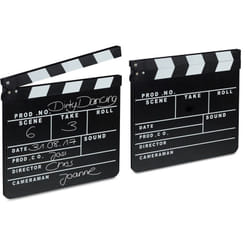 Clap de cinéma, lot de 2, Hollywood, film, clapet, couper les scènes, inscription, déco, HxlxP: 26 x 30 x 30 cm, noir