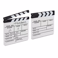 Clap de cinéma lot 2 Hollywood film clapet scène inscription déco H x l x P: 26 x 30 x 30 cm blanc