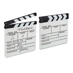 Clap de cinéma lot 2 Hollywood film clapet scène inscription déco H x l x P: 26 x 30 x 30 cm blanc