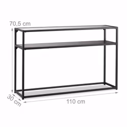 Table console Verre, Dessus de Table transparent, Structure Métal, Dépôt à 4 pieds, hlp 70,5x110x30 cm, noir - Relaxdays - Vue supplémentaire 4