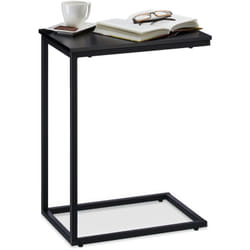 Relaxdays - Table d'appoint, Structure Métal Robuste, Panneau Mélamine, Table de Salon Déco en u, Bout de Canapé 60cm Noir