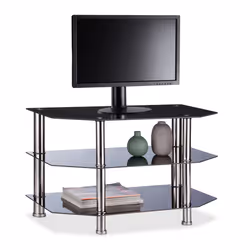 Relaxdays 4052025231651, Verre, Acier, Noir, Argent