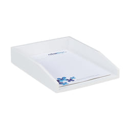 Relaxdays Corbeille à Courrier Empilable, Papier Format A4, Bureau, Range-Documents & Lettres, Bambou, 6x25x33cm, Blanc