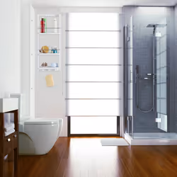 Relaxdays 10023246 panier et rangement de douche Bambou, Métal Mural Serviteur de douche