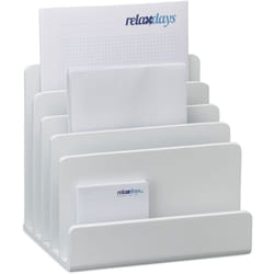 Relaxdays - Trieur Documents Bambou, Porte-lettres, Système Rangement 5 Casiers, Organiseur Bureau 23x24,5x20,5cm, Blanc