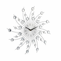 Relaxdays - Horloge murale soleil avec perles strass diamant moderne cuisine salon 50 cm, argent