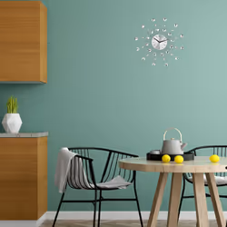 Relaxdays - Horloge murale soleil avec perles strass diamant moderne cuisine salon 50 cm, argent