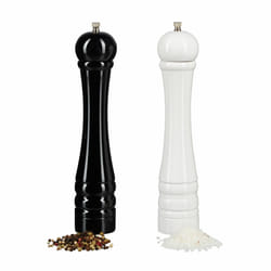Relaxdays - Moulin à épices en bois, poivrier, set de 2, meule en céramique, manuel, grand, 30 cm, classique, noir blanc