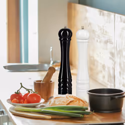Relaxdays - Moulin à épices en bois, poivrier, set de 2, meule en céramique, manuel, grand, 30 cm, classique, noir blanc