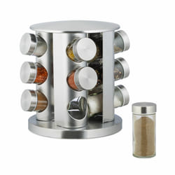Relaxdays - tagère à Épices, Cuisine, Set Saupoudreuses 12 pièces, Inox Design moderne, Nettoyage lave-vaisselle, argenté