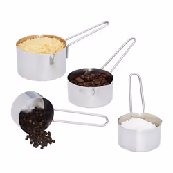 Relaxdays Cuillère doseuse en lot de 4 inox cup mesure avec poignée lave-vaisselle mesures américaines argenté