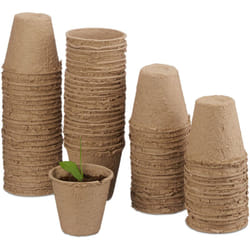 Relaxdays - pot jardinage en set, pour plantes, 80 pièces, godet semis, cellulose, rond, 8 cm, beige