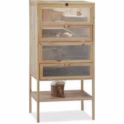 Avec la grande cage de hamster en bois, vous ne perdez pas de vue vospetits trésors. Ceci est assuré par les fenêtres de visu ...
