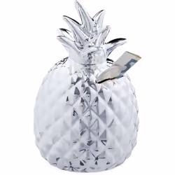 Cette tirelire ananas vous permet d’économiser dans la joie. Le fruit en couleur argentée est brillant et donnera un coup d’é ...