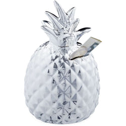 Relaxdays - Tirelire ananas cochon déco boite économies épargnes pièces monnaies serrure céramique HxD: 16 x 9 cm, argenté