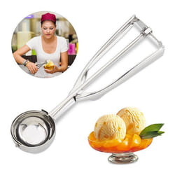 Relaxdays Cuillère à glace en acier inoxydable Cuiller sorbets et fruits inox levier ∅ 53 mm crème glacée argenté