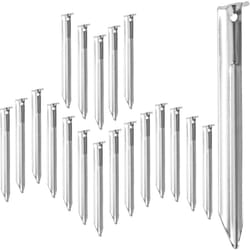 Relaxdays - Piquets de fixation au sol, Sardines, Lot de 20, Avec Trous, Camping, 18 cm de long, Tente, Acier, argenté