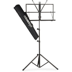 Relaxdays - Pupitre pour notes avec sac, partitions, pour orchestre, support notes, pliable et léger, 60 à 130 cm, en noir