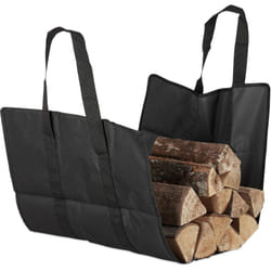Relaxdays - Sac de bois pour cheminées ouvert, en polyester, panier de bûches portable, pliable , résistant, noir