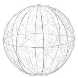Relaxdays Boule décorative LED, Décoration intérieure fenêtre, Sphère lumineuse, à piles, Noël, Diamètre 20 cm, argenté
