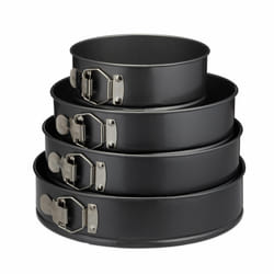 Relaxdays Moule à gâteaux à charnière rond, Set de 4 18/24/26/28 cm, moule à manqué démontable, antiadhésif, gris métal