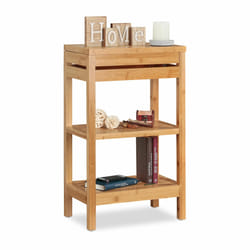 Relaxdays - Etagère de salle de bain en bambou, étagère 3 niveau, Avec couvercle, ouvert, hlp 76,5 x 46 x 29,5 cm, Naturel