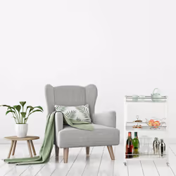 Desserte de Cuisine Bambou blanc, 3 étages, chariot de service, Roulettes, îlot, 80,5 x 51 x 30 cm, blanc - Relaxdays