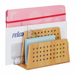 Relaxdays - Rangement papiers bureau, Range-documents, Porte-lettres, 2 Compartiments courrier perforés, Format A5, nature