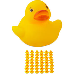 Relaxdays - Canard de bain 3,5cm lot de 48, Jouet de baignoire caoutchouc, petits et grands, format classique, déco, jaune