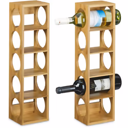 Cette étagère à vin en bois de bambou offre des emplacements pour 5 bouteilles de vin ou autre. Empilez les deux casiers à vi ...