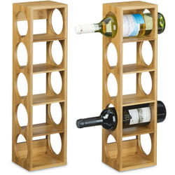Étagère à vin en bambou, lot de 2, 5 emplacements chacune, bambou, design moderne, HLP : env. 53 x 14 x 12 cm, nature