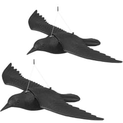 Relaxdays - Corbeau de jardin anti-pigeon, lot de 2, décoration épouvantail oiseaux pigeon alarmistes jardin figure noir
