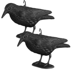 Relaxdays - Corbeau de jardin anti-pigeon, lot de 2, décoration épouvantail oiseaux pigeon alarmistes jardin figure 38 cm, noir