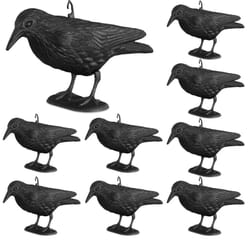 Relaxdays - Corbeau de jardin anti-pigeon, lot de 9, décoration épouvantail oiseaux pigeon alarmistes jardin figure 38 cm, noir