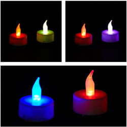 Relaxdays - Bougie led Flamme changement couleurs Lot de 24 Bougie de Table électrique déco fête Piles, coloré