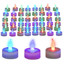 Relaxdays - Bougie led Flamme changement couleurs Lot de 48 Bougie de Table électrique déco fête Piles, coloré