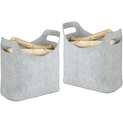 Relaxdays - 2x paniers à bûches, en feutre, HxLxP : 39,5 x 40 x 23 cm, 2 poignées, pliable, porte-revues, rangement bois, gris