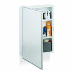 Armoire de Toilette Salle de Bain Placard Meuble Mural 1 Porte Acier 3 Tablettes, hlp 56x40,5x12,5 cm, Blanc - Relaxdays