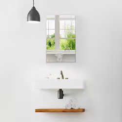 Armoire de Toilette Salle de Bain Placard Meuble Mural 1 Porte Acier 3 Tablettes, hlp 56x40,5x12,5 cm, Blanc - Relaxdays