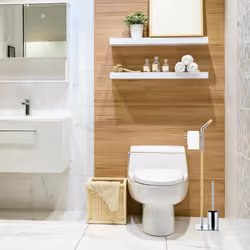 Relaxdays - Ensemble support brosse wc porte-papier toilettes chromé salle de bain HxlxP: 90 x 24 x 20 cm, argenté-nature