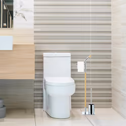 Relaxdays - Ensemble support brosse wc porte-papier toilettes chromé salle de bain HxlxP: 90 x 24 x 20 cm, argenté-nature