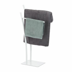 Porte-serviettes sur pied, Support pour serviettes de bain 2 barres, 88 x 43 x 24 cm, blanc - Relaxdays