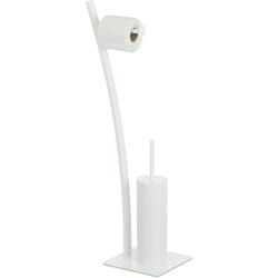 Relaxdays - Ensemble porte brosse wc porte-papier toilettes serviteur salle de bain, HxlxP: 78 x 29 x 20 cm, blanc