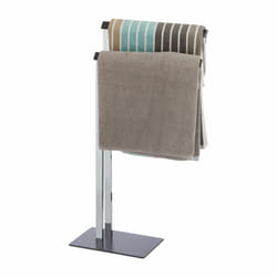 Porte-serviettes sur pied, Support pour serviettes de bain 2 barres chrome, 82 x 46 x 20 cm, chrome anthracite - Relaxdays