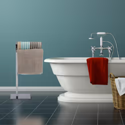 Porte-serviettes sur pied, Support pour serviettes de bain 2 barres chrome, 82 x 46 x 20 cm, chrome anthracite - Relaxdays
