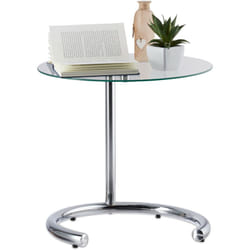 Table d'appoint réglable en hauteur max. 70 cm, chromée, ronde, Table café, surface en verre 46 cm ø, argenté - Relaxdays