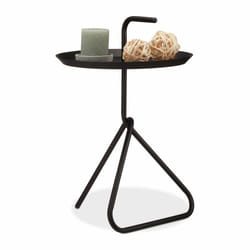 Relaxdays - Table basse appoint design en métal avec poignée, Table chevet ronde, Table de café, HxD env. 59 x 40cm, noir