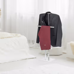 Valet de chambre chrome, chevalet, portant habits, de nuit, porte-vêtements, HlP 106x49x20 cm, argent - Relaxdays