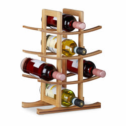 Etagère à vins en bambou, petit support à 12 bouteilles, 4 niveaux, autonome, hlp 42,5x30x16 cm, naturel - Relaxdays
