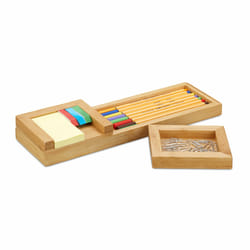 Relaxdays Support à crayons, Organiseur de bureau en 3 pièces, Support & porte stylos, HLP 3,8 x 31 x 9 cm, naturel